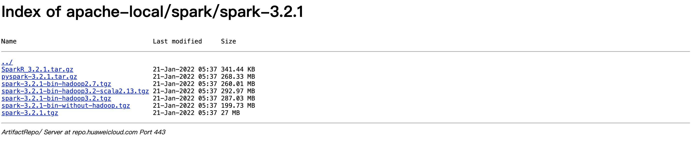 图9-5 spark-3.2.1-bin-hadoop2.7.tgz下载地址